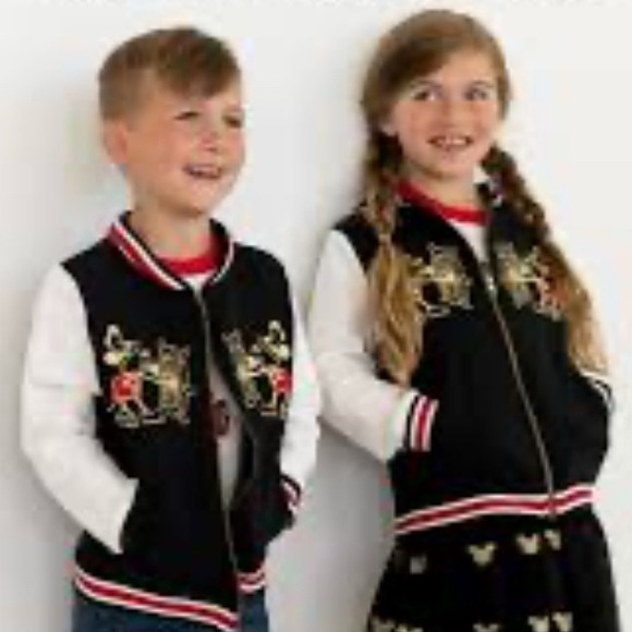 Hanna Andersson Black and White Mickey Mouse Bomber Jacket with Gold Embroidery - Picture 1 of 16